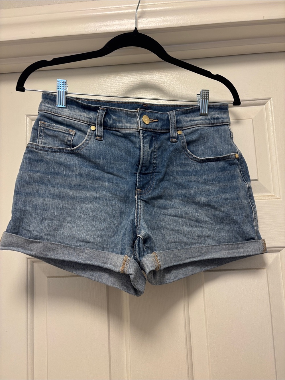 Express Light Blue Rolled Cuff Denim Shorts